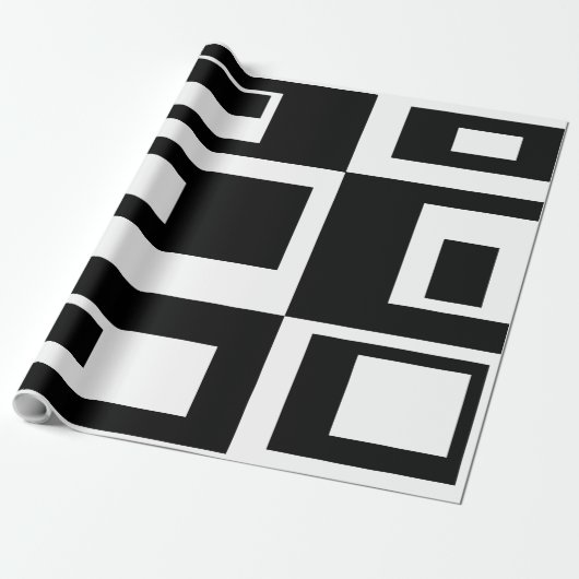 Zwart en Wit Abstracte Vierkanten Inpakpapier (Uitgerold)