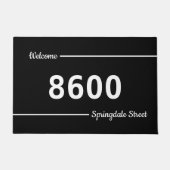 Zwart en wit adres Welkom Deurmat (Voorkant)