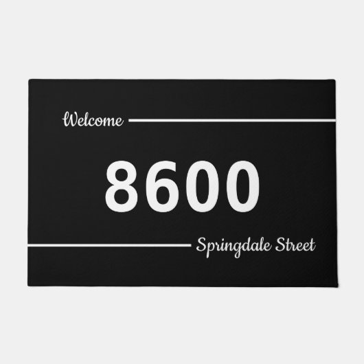 Zwart en wit adres Welkom Deurmat (Voorkant)