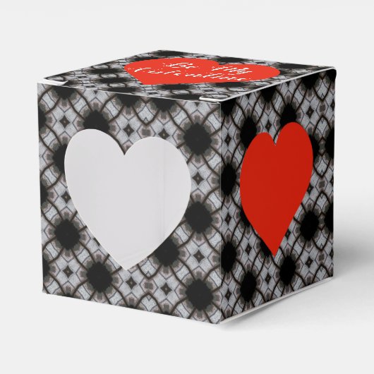 Zwart en wit afdrukken met rood hart bedankdoosjes (Voorkant Zijde)