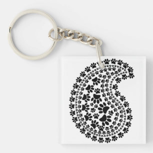 Zwart en wit afdrukken Paisley Patroon Sleutelhanger