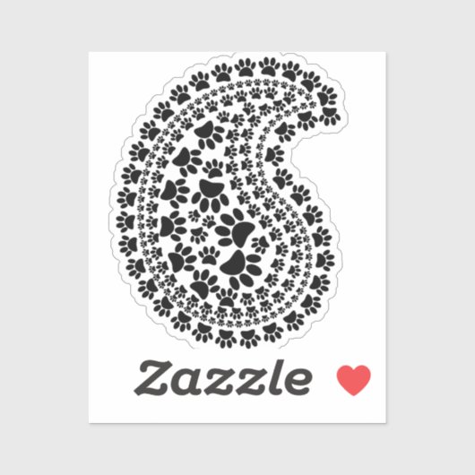 Zwart en wit afdrukken Paisley Patroon Sticker (Vel)
