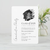 Zwart en Wit Afstudeerfeest Uitnodiging 2025 (Staand voorkant)