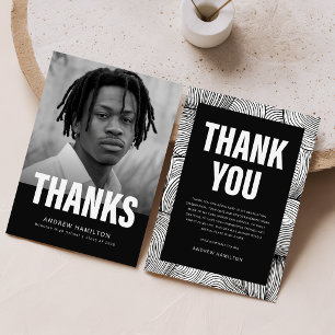 Zwart en Wit Afstudeerfoto Afstudeeraankondiging Briefkaart