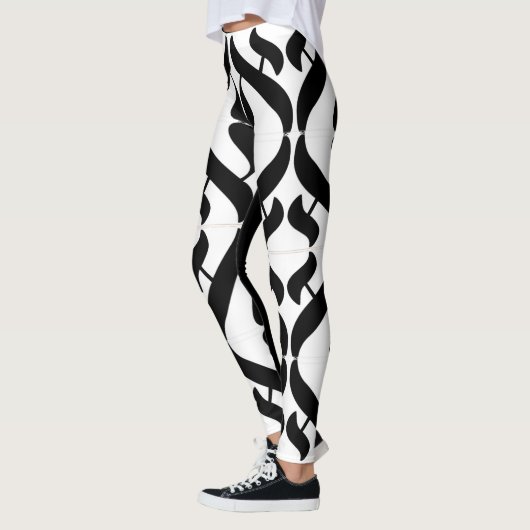 Zwart en Wit Aleph Symbool Reflectie Leggings (Links)