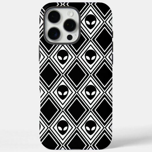 Zwart en Wit Alien Argyle Patroon Case-Mate iPhone Case (Achterkant)