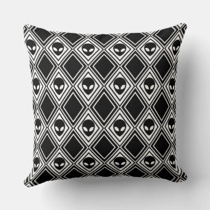 Zwart en Wit Alien Argyle Patroon Kussen