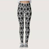 Zwart en Wit Alien Argyle Patroon Leggings (Voorkant)