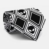 Zwart en Wit Alien Argyle Patroon Stropdas (Opgerold)