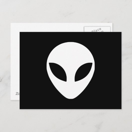 Zwart en wit Alien Head Briefkaart (Voorkant / Achterkant)