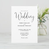 Zwart En Wit Alles In Eén Elegant Script Trouwfees Kaart (Staand voorkant)