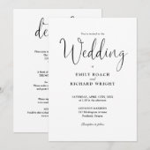 Zwart En Wit Alles In Eén Elegant Script Trouwfees Kaart (Voorkant / Achterkant)
