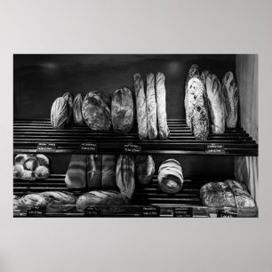 Zwart en Wit Ambachtelijk Brood Display Bakkerij F Poster