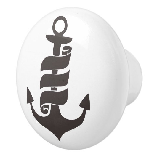 Zwart en wit Anchor-ontwerp Keramische Knop (Rechts)