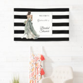 Zwart en Wit Aquarel Strepen Bruidsdiner Spandoek (Insitu)