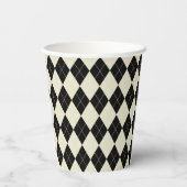 Zwart en wit Argyle Papieren Bekers (Achterkant)