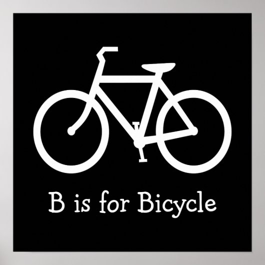 Zwart en Wit B is voor fiets Poster (Voorkant)