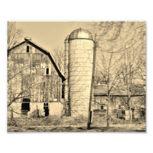 Zwart en wit Barn 10x8 fotografisch afdrukken Foto Afdruk