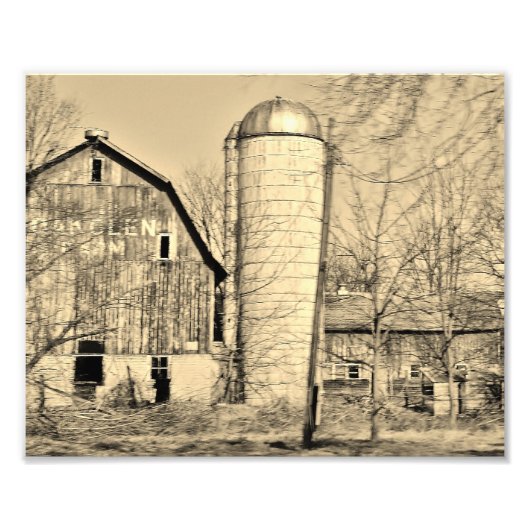 Zwart en wit Barn 10x8 fotografisch afdrukken Foto Afdruk (Voorkant)