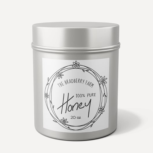 Zwart en wit basishoningetiket vierkante sticker