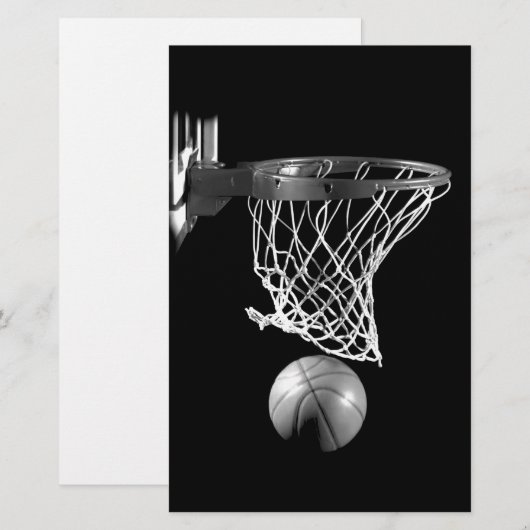 Zwart- en wit basketbal briefpapier (Voorkant / Achterkant)