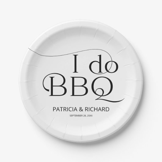 Zwart en wit BBQ Borrel Papieren Bordje (Voorkant)