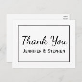 Zwart en wit bedankt minimalistische bruiloft briefkaart (Voorkant / Achterkant)
