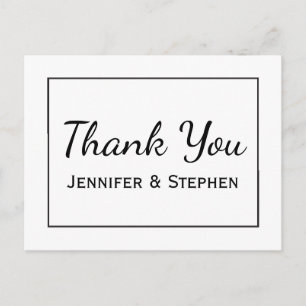 Zwart en wit bedankt minimalistische bruiloft briefkaart