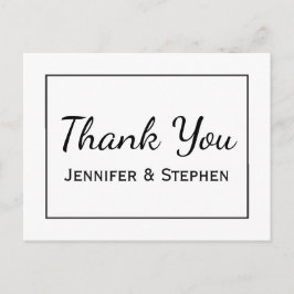 Zwart en wit bedankt minimalistische bruiloft briefkaart