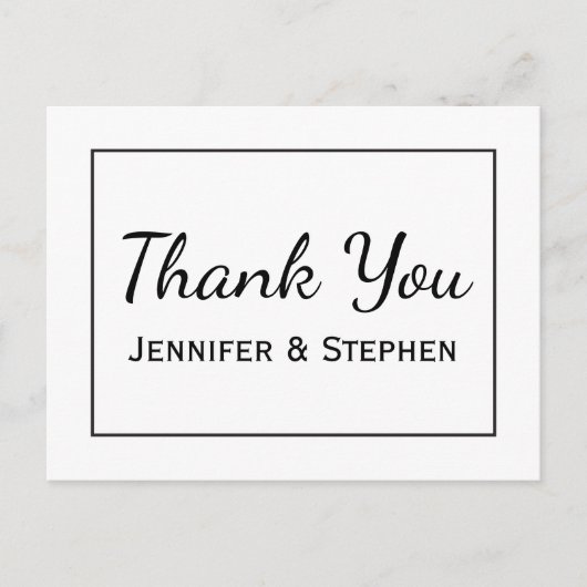 Zwart en wit bedankt minimalistische bruiloft briefkaart (Voorkant)