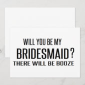 Zwart en wit, ben jij mijn bruidsmeisje grappig? kaart (Voorkant / Achterkant)