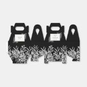 Zwart en wit blad gouden trouwen bedankdoosjes (Uitgevouwen)