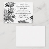 Zwart en wit blad na begrafenis bedankkaarten notitiekaartje (Voorkant / Achterkant)