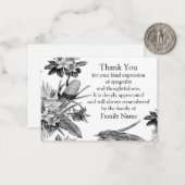Zwart en wit blad na begrafenis bedankkaarten notitiekaartje (Voorkant / Achterkant in situ)