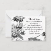 Zwart en wit blad na begrafenis bedankkaarten notitiekaartje (Voorkant)