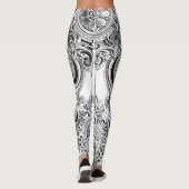 Zwart en wit bloeien leggings (Achterkant)