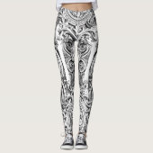 Zwart en wit bloeien leggings (Voorkant)