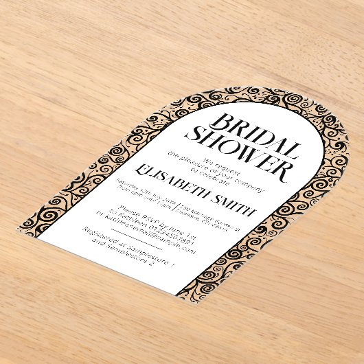 Zwart en wit bloeien onderscheidend Vrijgezellenfe Acryl Uitnodigingen (Laagn)