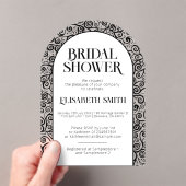 Zwart en wit bloeien onderscheidend Vrijgezellenfe Acryl Uitnodigingen (Insitu (Draagbaar))