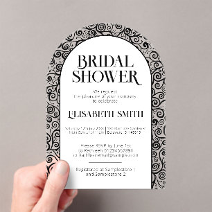 Zwart en wit bloeien onderscheidend Vrijgezellenfe Acryl Uitnodigingen