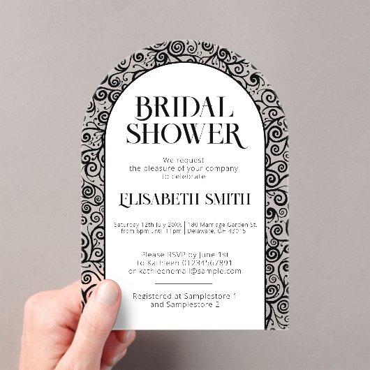 Zwart en wit bloeien onderscheidend Vrijgezellenfe Acryl Uitnodigingen (Insitu (Draagbaar))