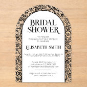 Zwart en wit bloeien onderscheidend Vrijgezellenfe Acryl Uitnodigingen (Voorkant)