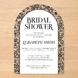 Zwart en wit bloeien onderscheidend Vrijgezellenfe Acryl Uitnodigingen