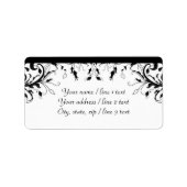 Zwart en wit bloeiende wijnranken | Aangepast adre Etiket (Voorkant)