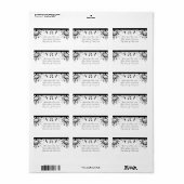 Zwart en wit bloeiende wijnranken | Aangepast adre Etiket (Full Sheet)