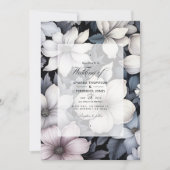 Zwart en wit bloemen bruiloft kaart (Voorkant)