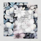 Zwart en wit bloemen bruiloft kaart (Voorkant / Achterkant)