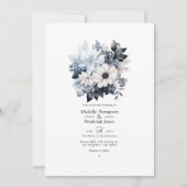 Zwart en wit bloemen bruiloft kaart (Voorkant)