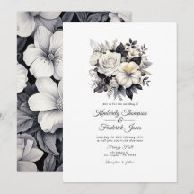 Zwart en wit bloemen bruiloft