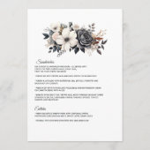 Zwart en wit bloemen bruiloft menu (Achterkant)